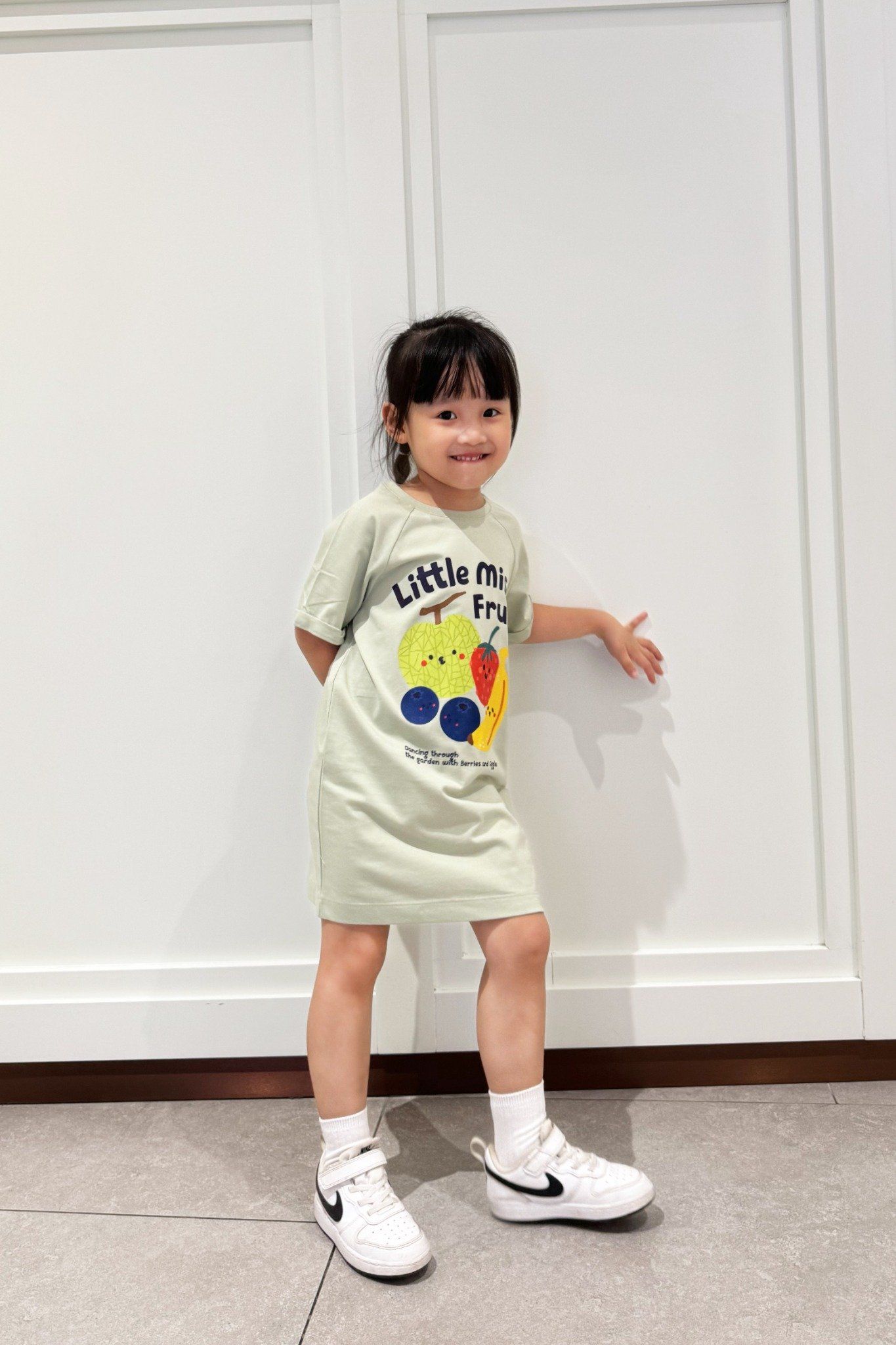  Váy bé gái dáng xuông vải cotton hữu cơ in họa tiết Fruit 