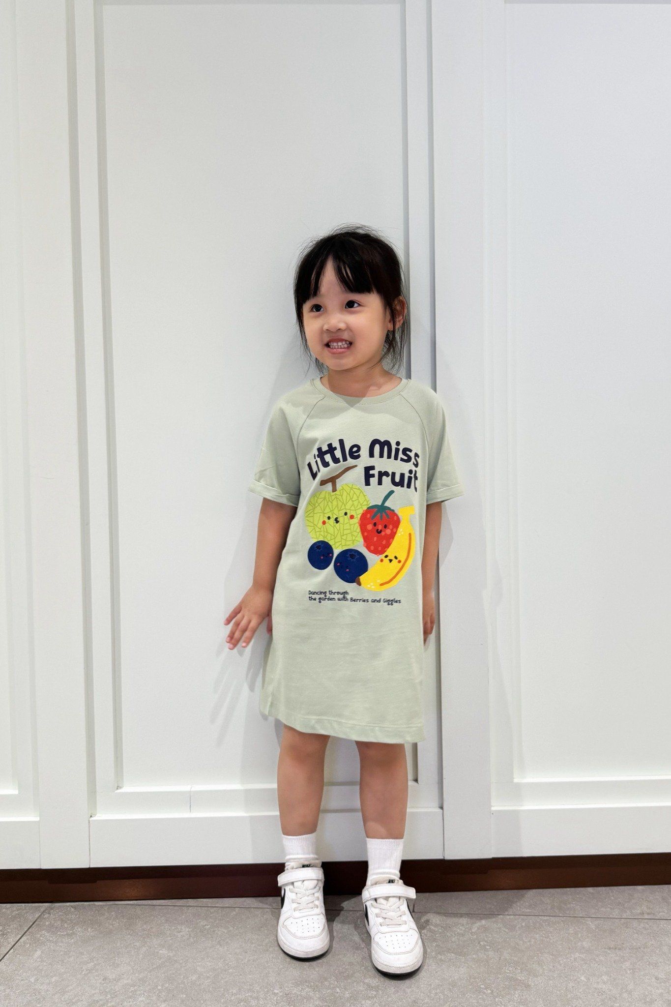  Váy bé gái dáng xuông vải cotton hữu cơ in họa tiết Fruit 
