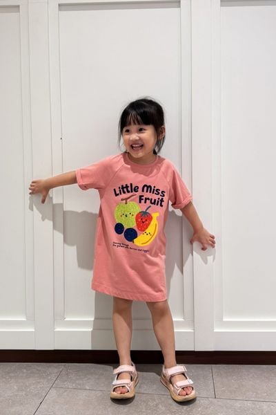  Váy bé gái dáng xuông vải cotton hữu cơ in họa tiết Fruit 