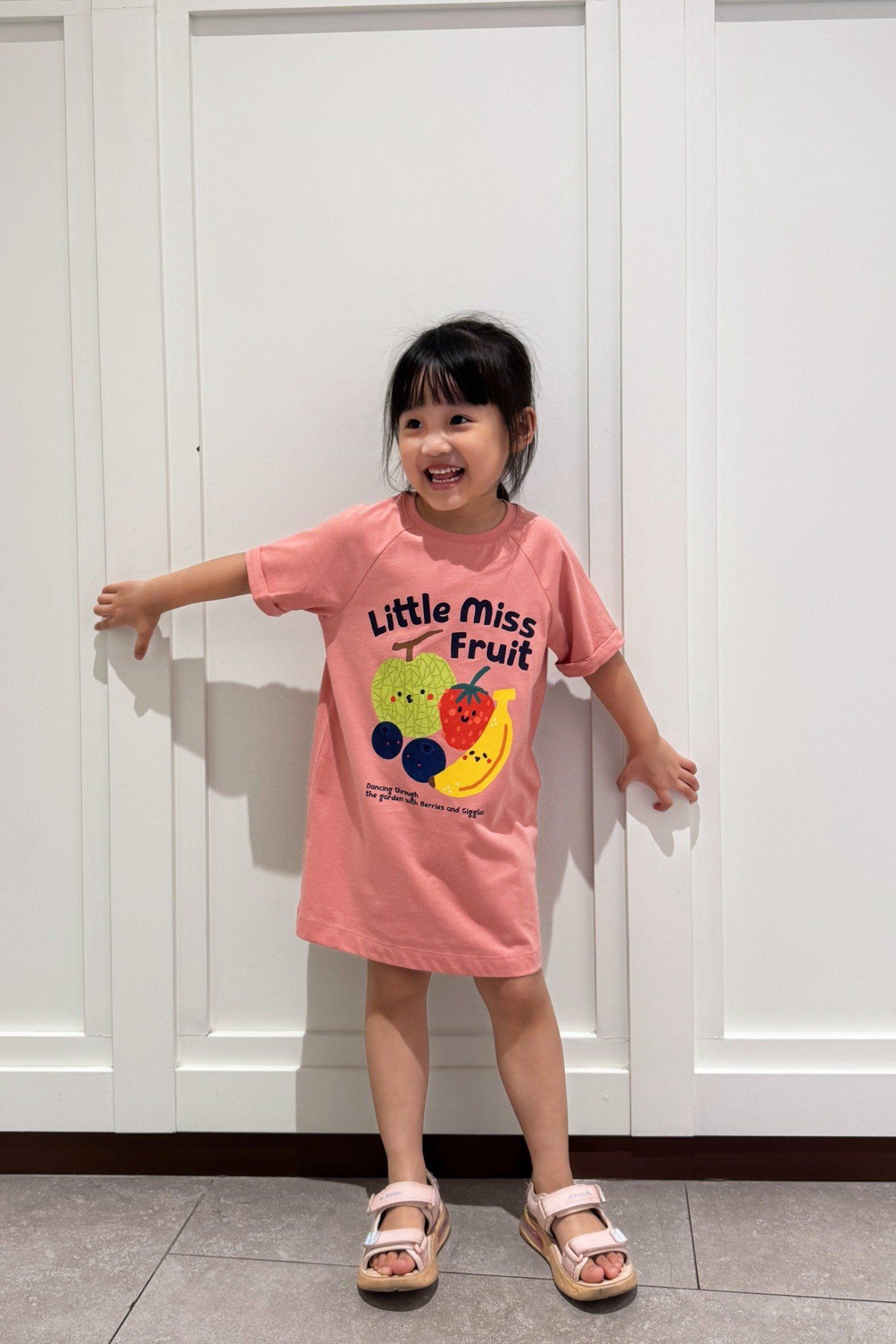  Váy bé gái dáng xuông vải cotton hữu cơ in họa tiết Fruit 