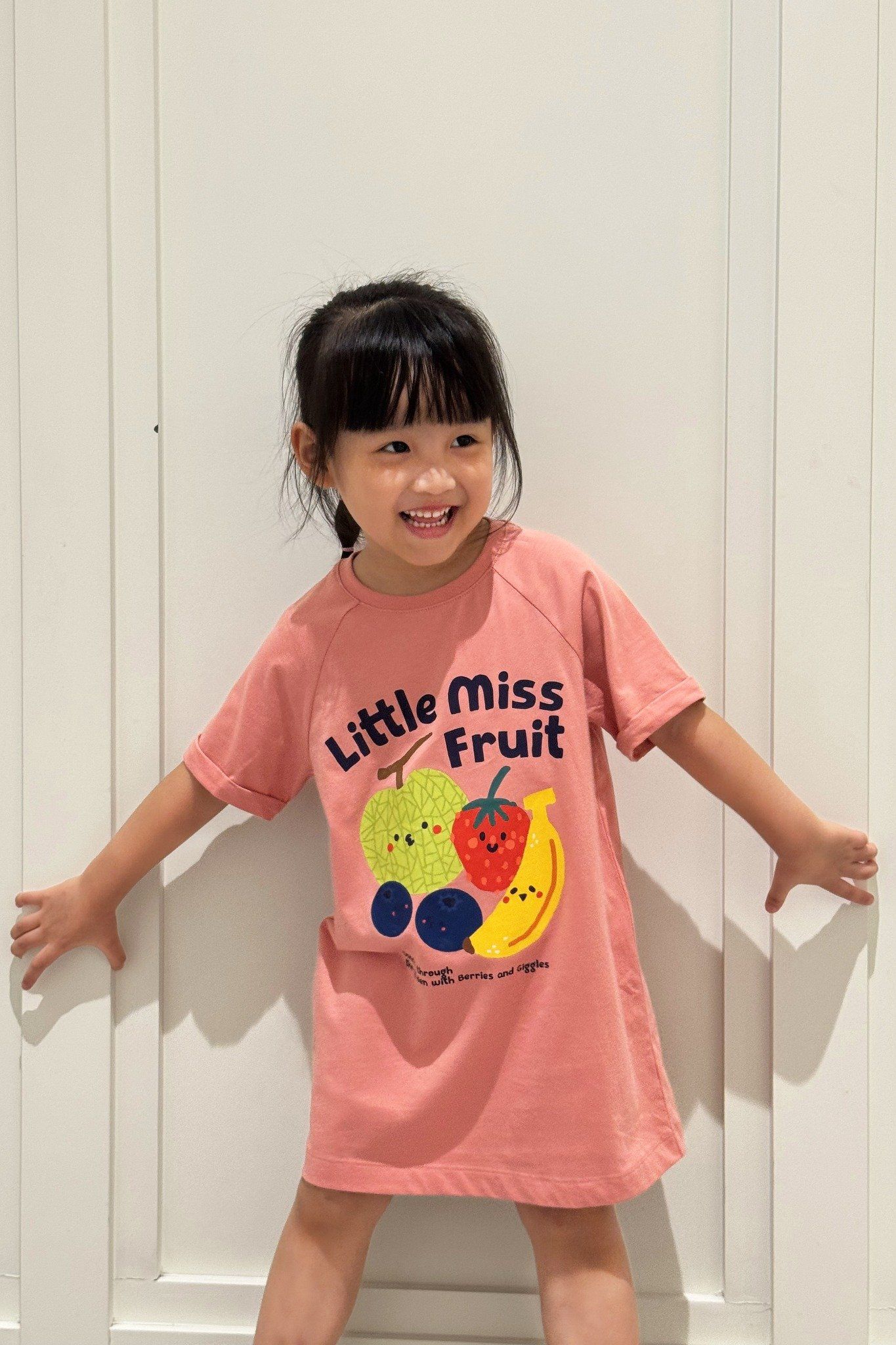 Váy bé gái dáng xuông vải cotton hữu cơ in họa tiết Fruit 