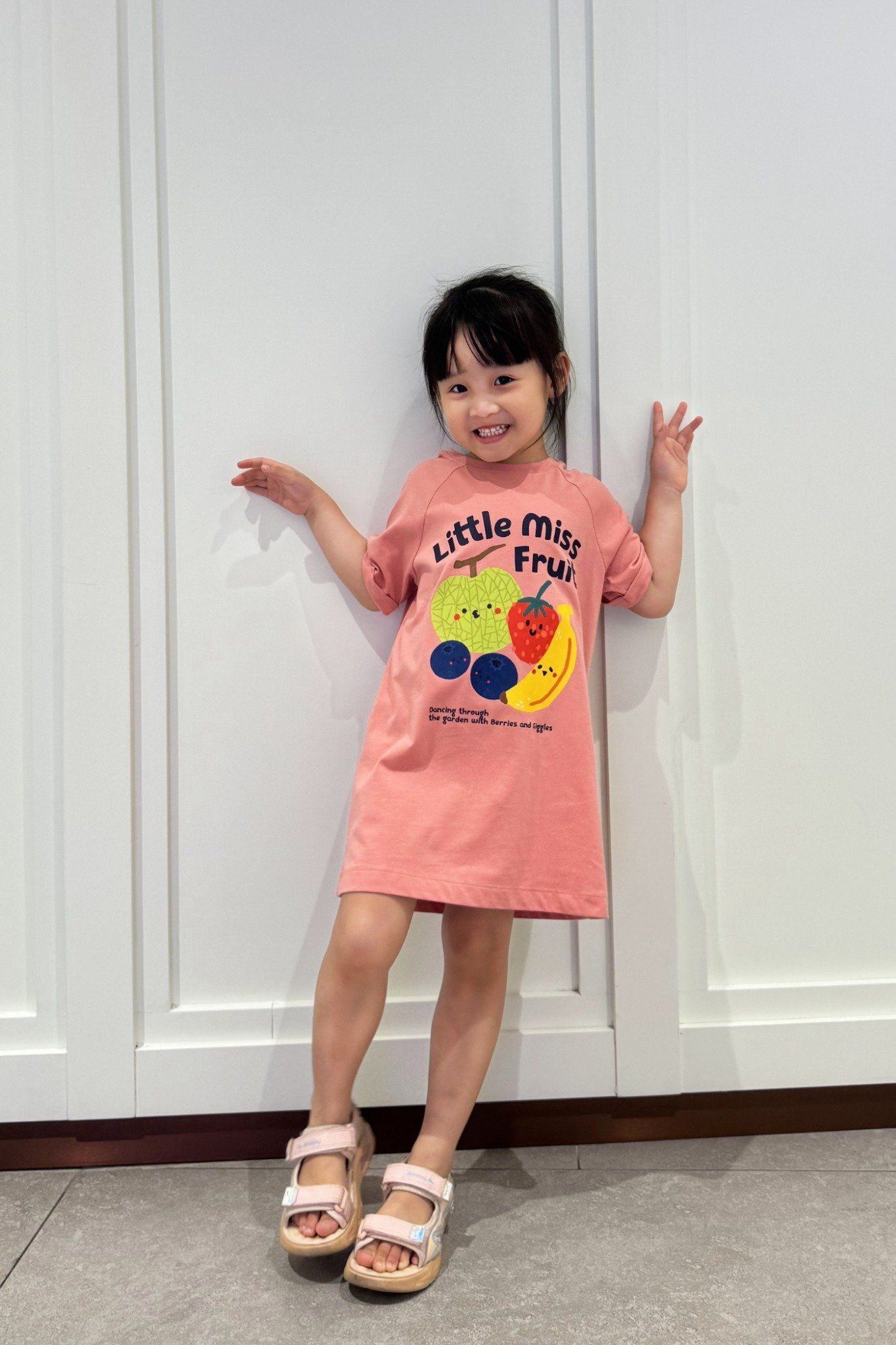  Váy bé gái dáng xuông vải cotton hữu cơ in họa tiết Fruit 