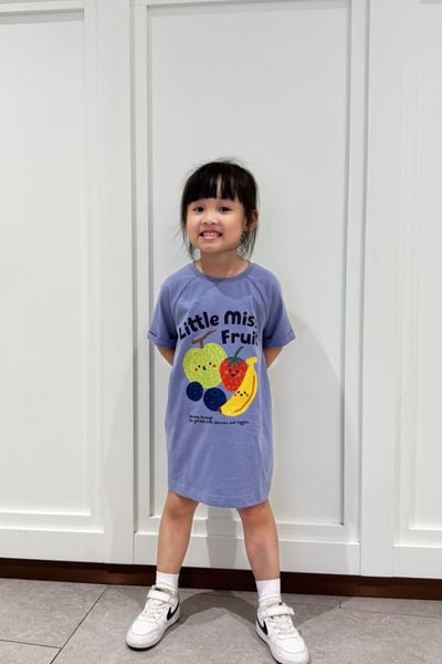  Váy bé gái dáng xuông vải cotton hữu cơ in họa tiết Fruit 