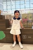  Bộ quần áo Bé Gái phối cổ vải Pique in họa tiết con thuyển 
