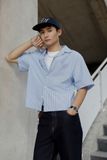  Áo sơ mi Nam dáng Boxy họa tiết kẻ vải Poplin 
