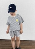 Bộ quần áo Unisex Kids vải single họa tiết kẻ 