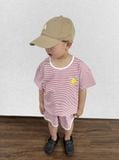  Bộ quần áo Unisex Kids vải single họa tiết kẻ 