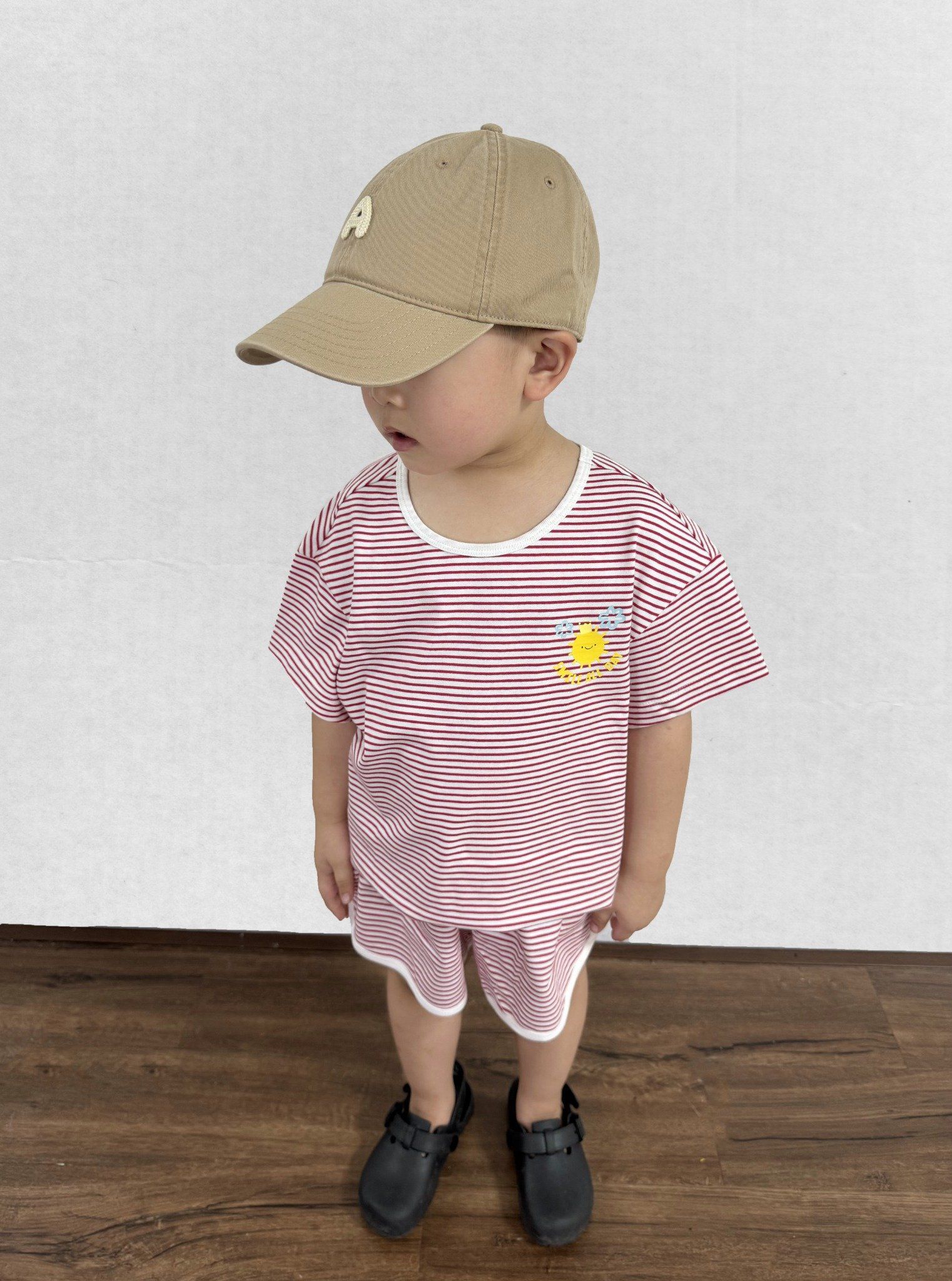  Bộ quần áo Unisex Kids vải single họa tiết kẻ 