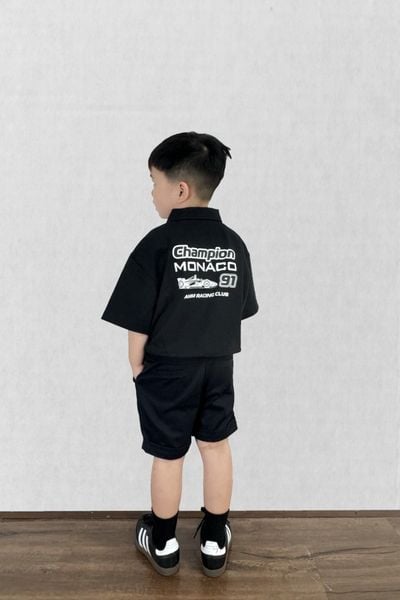  Áo polo Bé Trai vải Pique in họa tiết Xe đua 