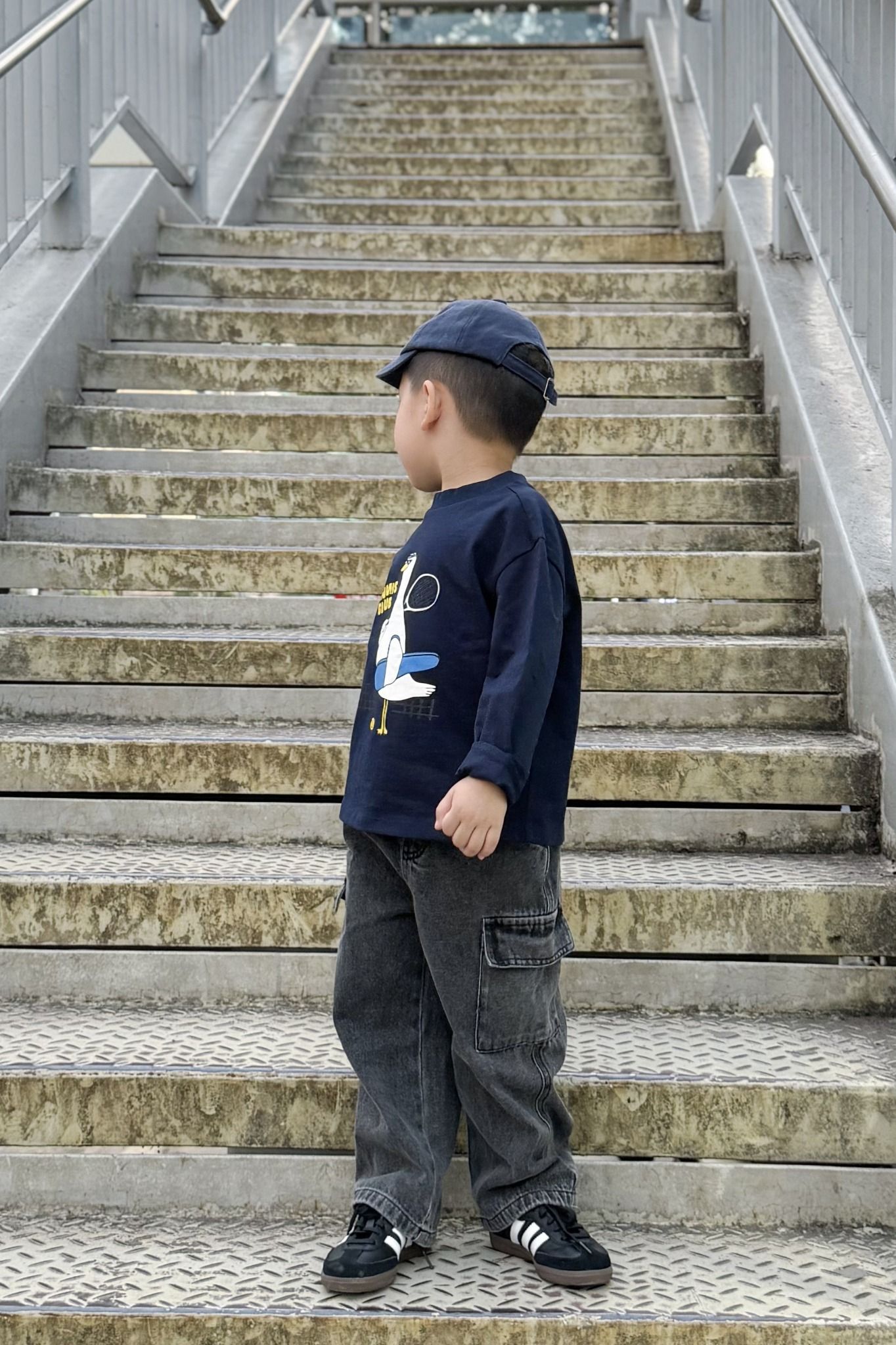  Áo phông dài tay trẻ em in họa tiết Vịt Tennis vải single 