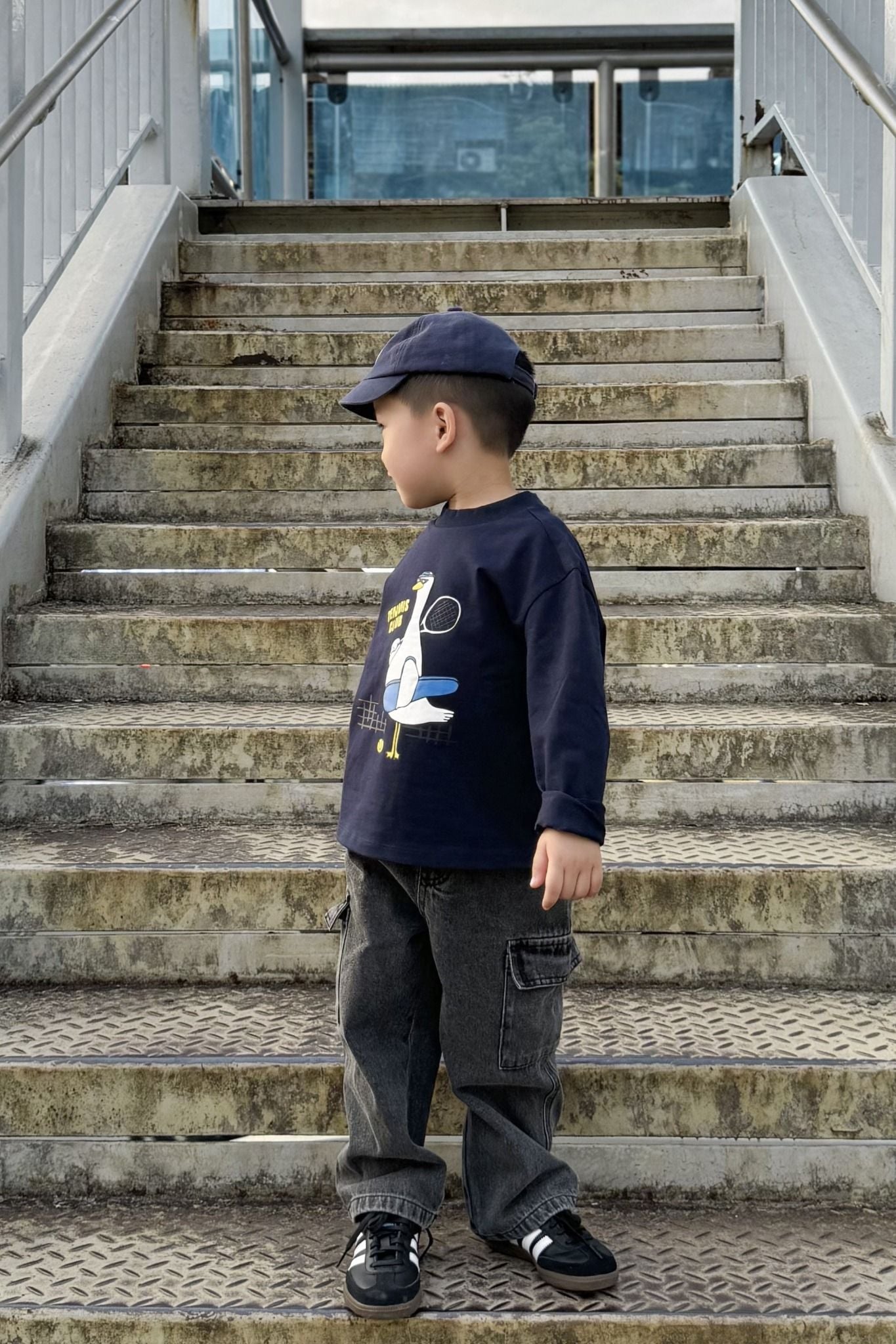  Áo phông dài tay trẻ em in họa tiết Vịt Tennis vải single 