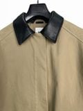  Áo khoác khaki nữ phối cổ da 
