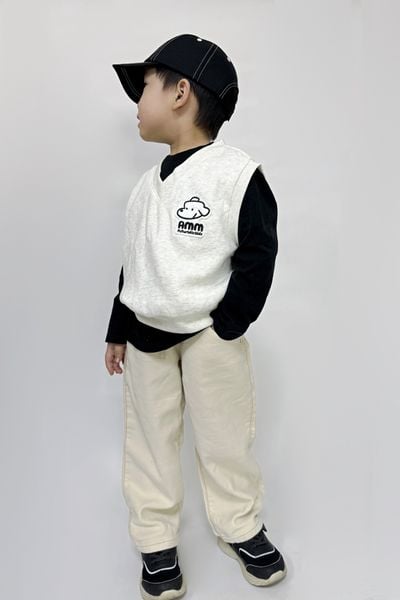  Áo Gilet cho bé vải nỉ thêu logo chú chó 