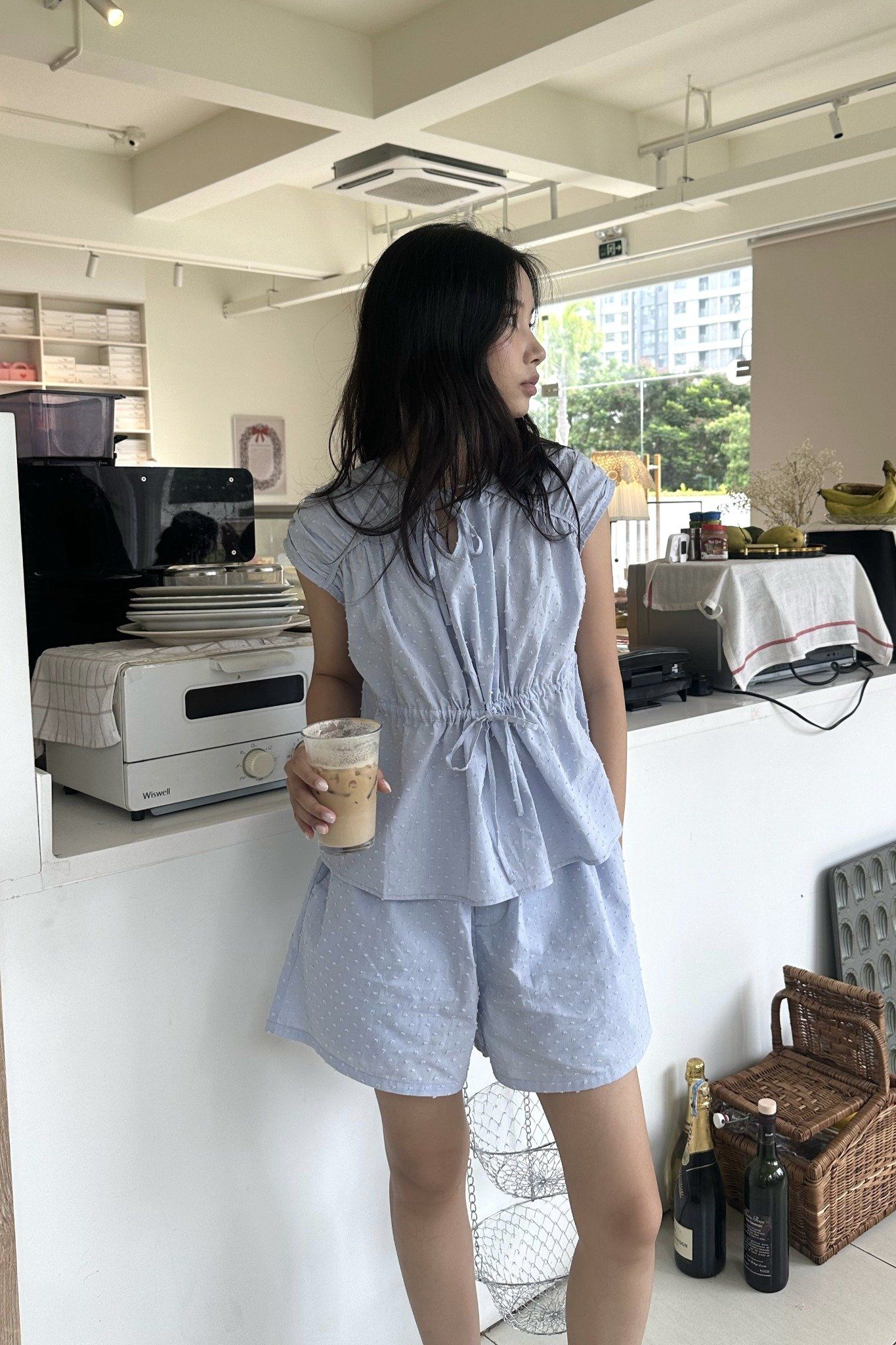  Set áo kiểu Nữ vải poplin thêu họa tiết có chi tiết nơ trang trí 
