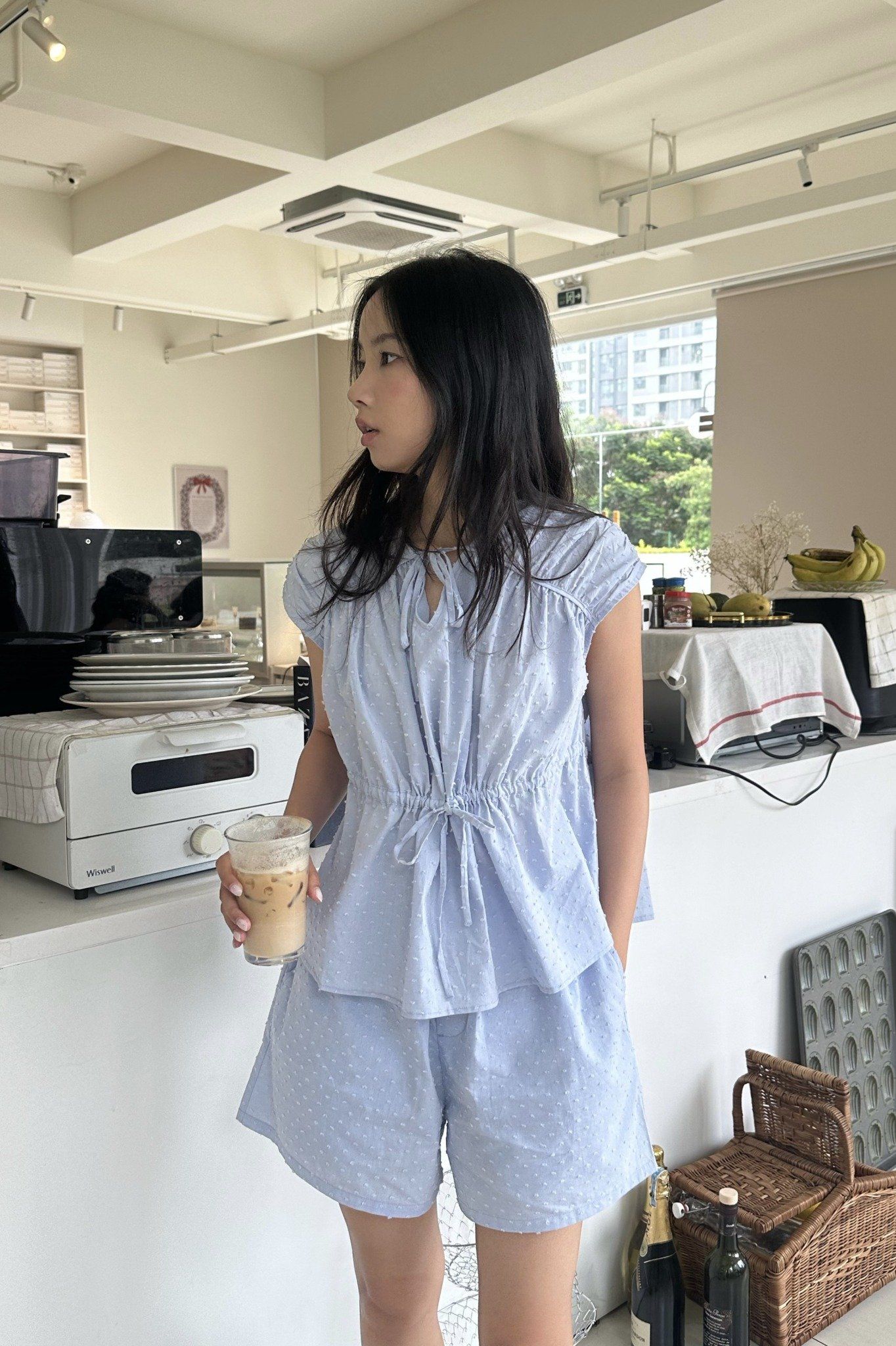  Set áo kiểu Nữ vải poplin thêu họa tiết có chi tiết nơ trang trí 