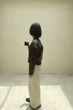  Áo kiểu Nữ dài tay dáng ngắn cổ V vải cotton thô 