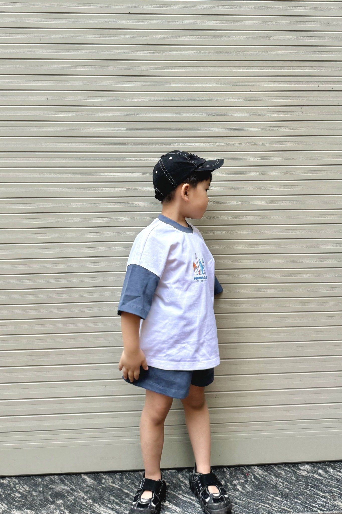  Bộ quần áo Bé Trai phối tay in họa tiết Cá mập 