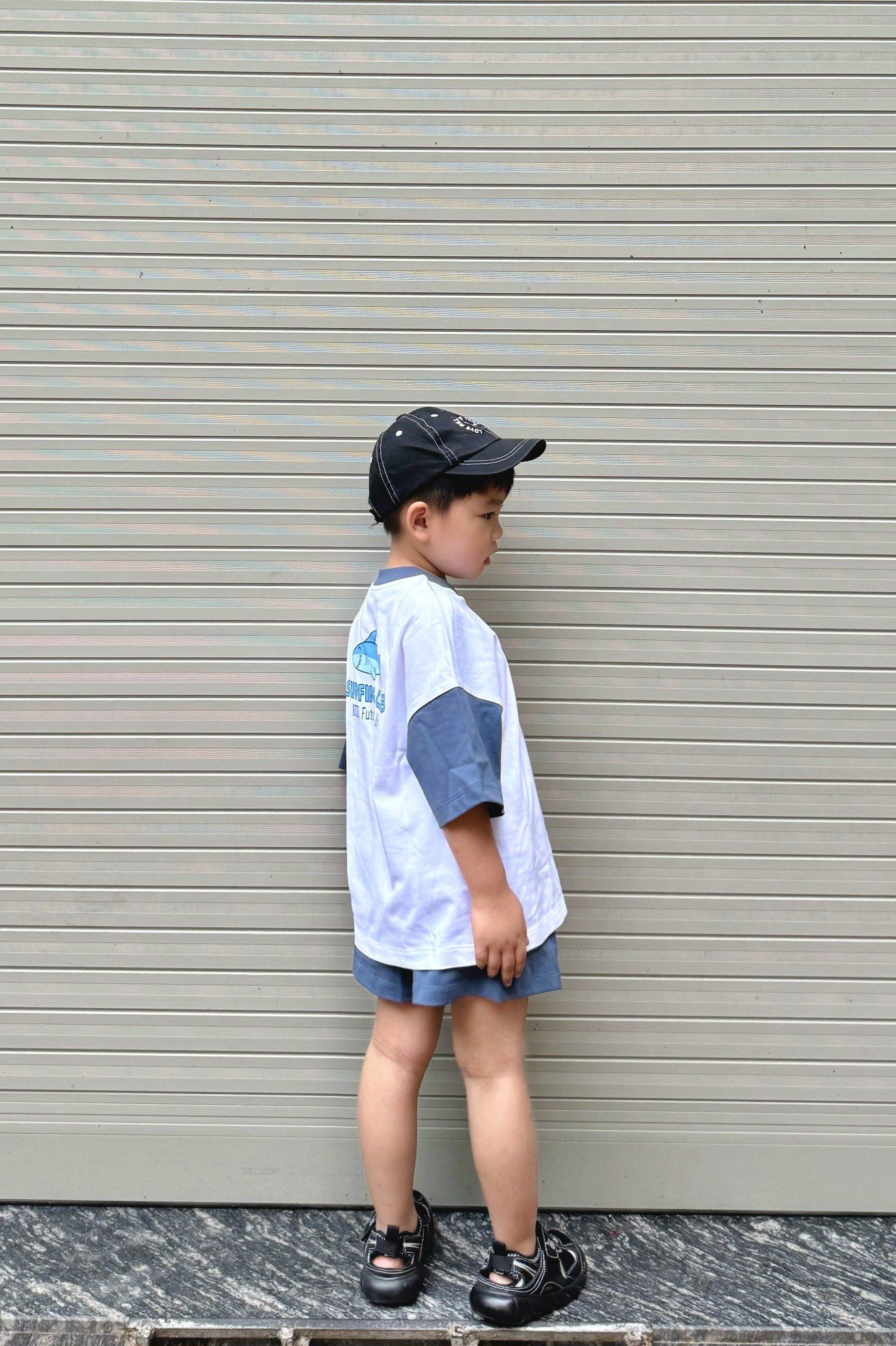  Bộ quần áo Bé Trai phối tay in họa tiết Cá mập 