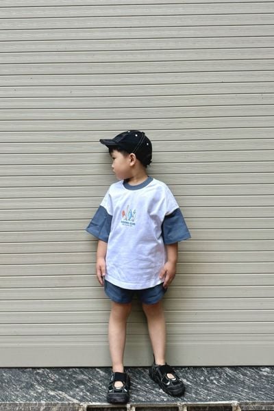  Bộ quần áo Bé Trai phối tay in họa tiết Cá mập 