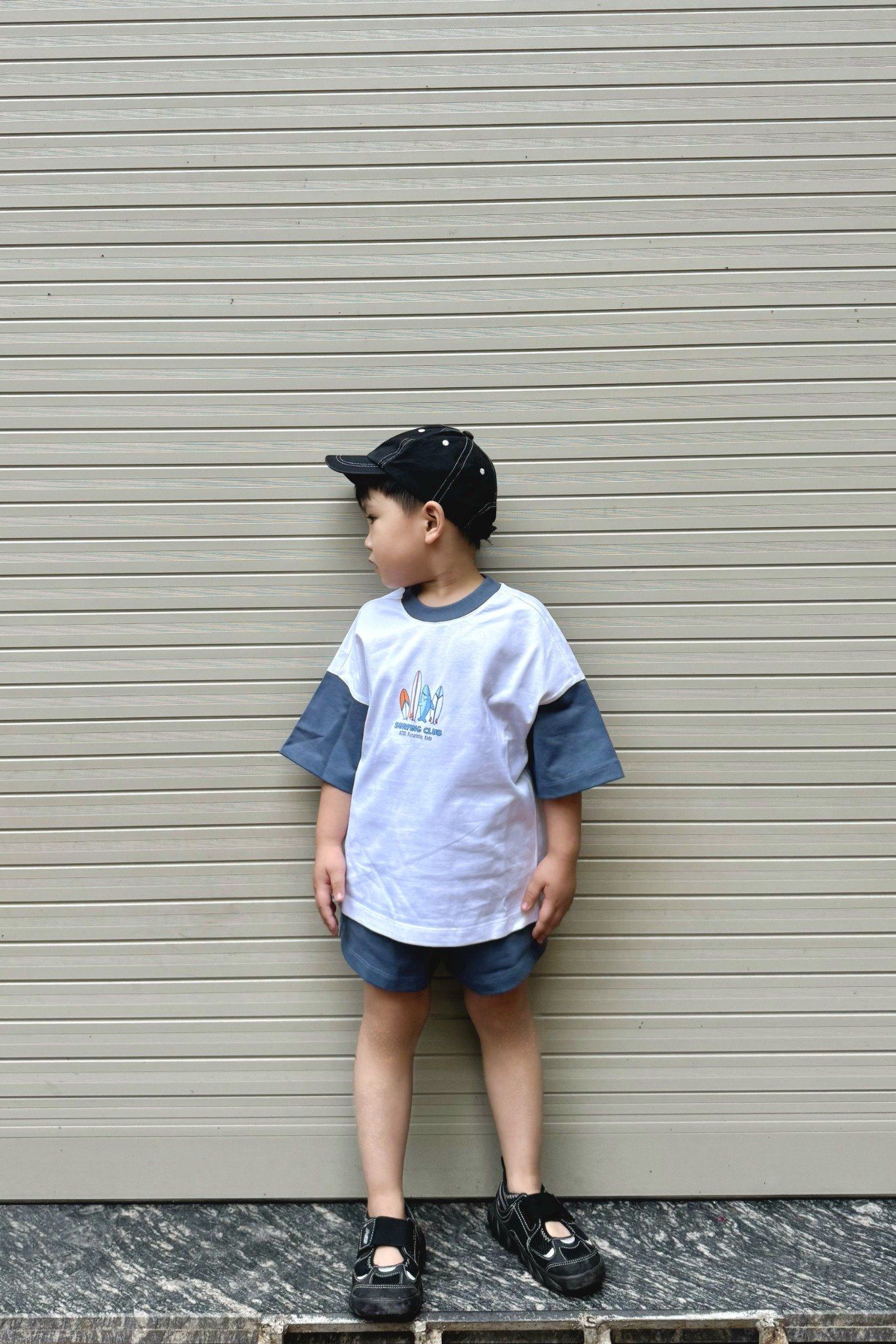  Bộ quần áo Bé Trai phối tay in họa tiết Cá mập 