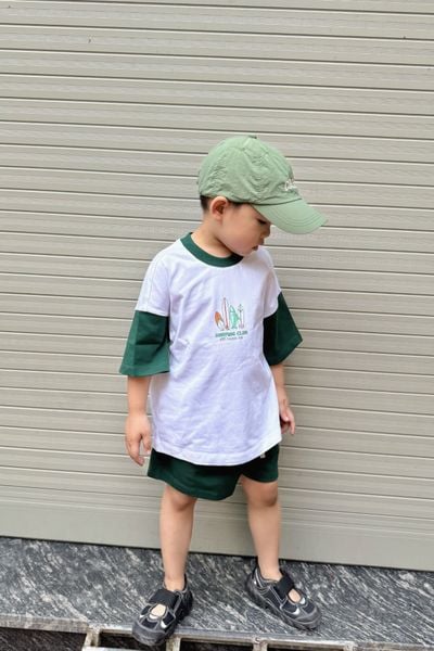  Bộ quần áo Bé Trai phối tay in họa tiết Cá mập 