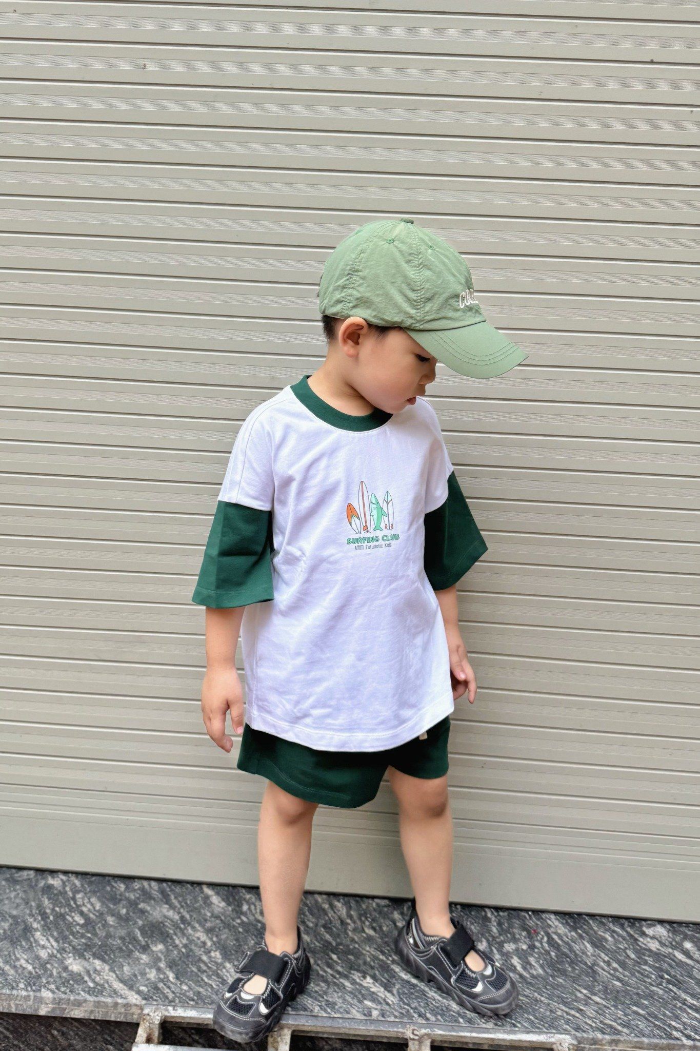  Bộ quần áo Bé Trai phối tay in họa tiết Cá mập 