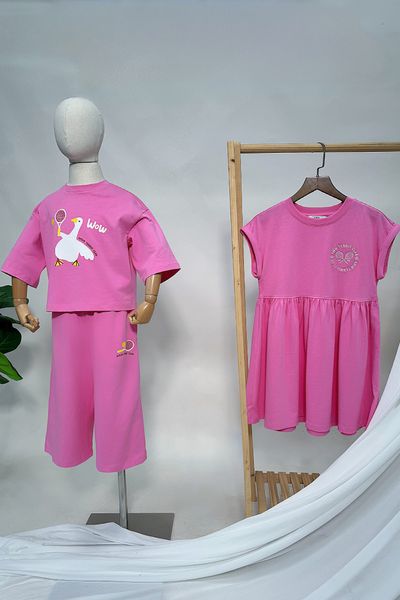  Bộ quần áo cotton bé gái dáng lửng in họa tiết vịt 