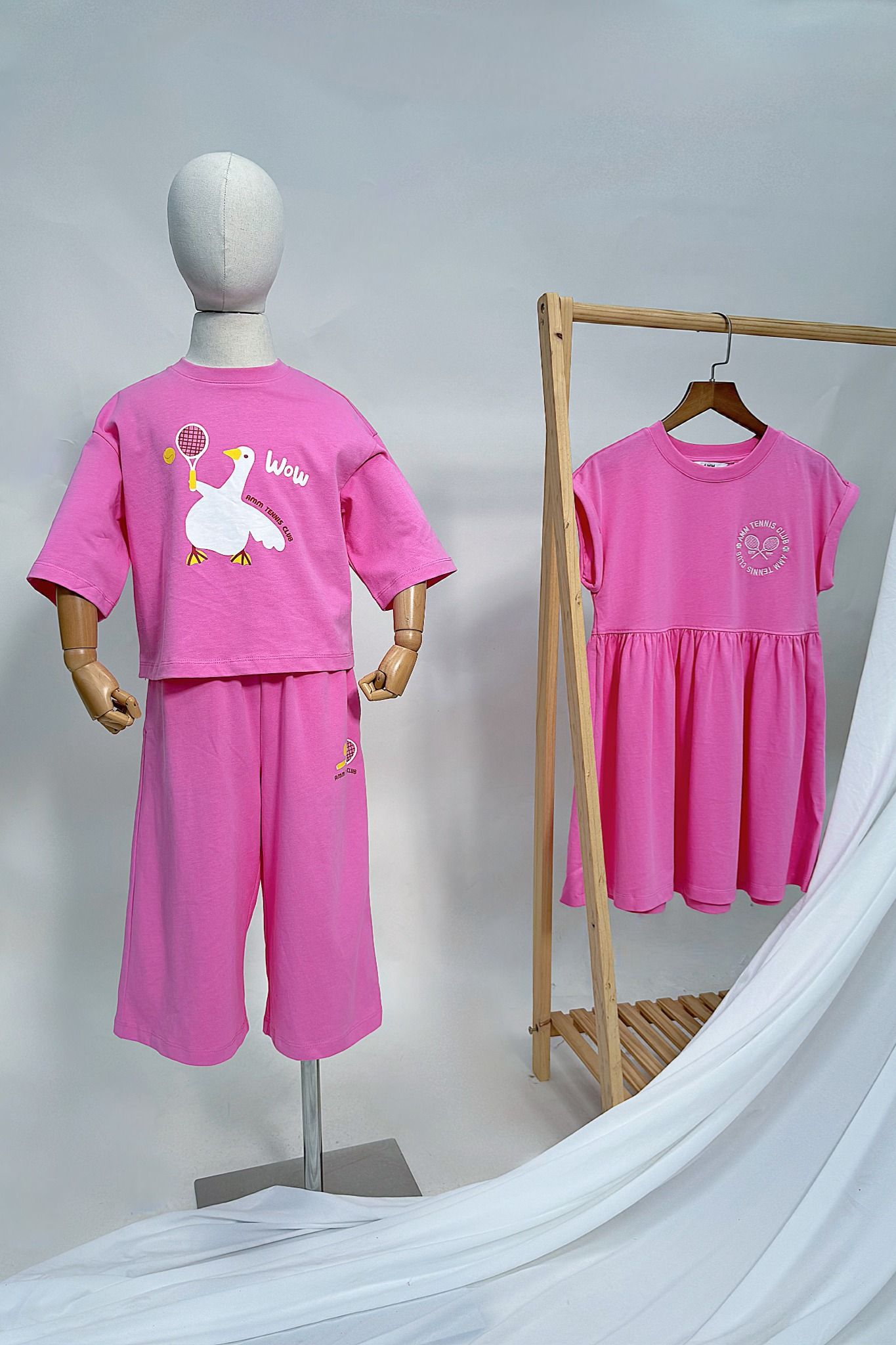  Bộ quần áo cotton bé gái dáng lửng in họa tiết vịt 