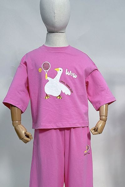  Bộ quần áo cotton bé gái dáng lửng in họa tiết vịt 