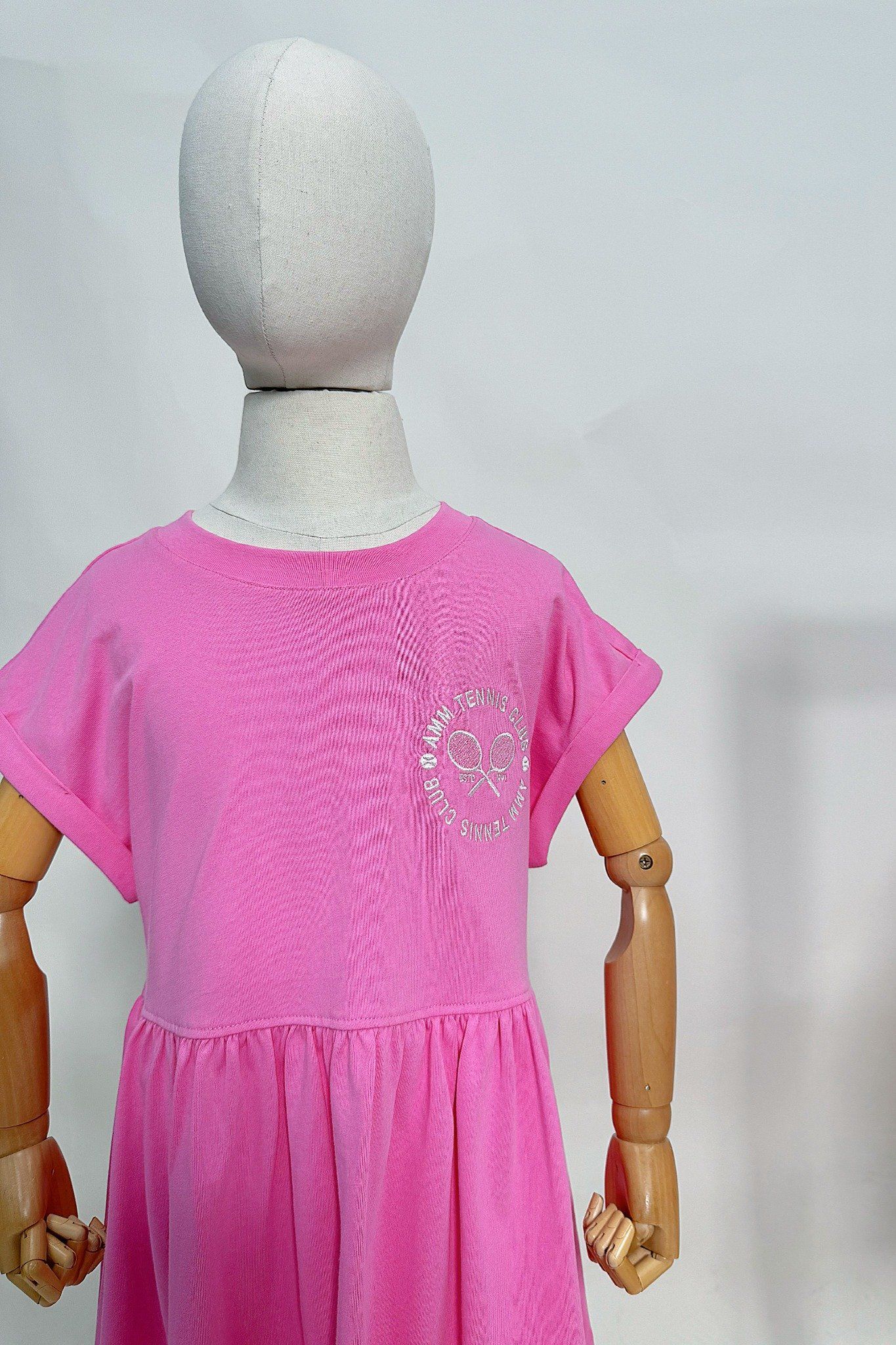  Đầm cotton bé gái tay ngắn dáng A-line thêu họa tiết 