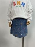  Chân váy wrap denim bé gái 