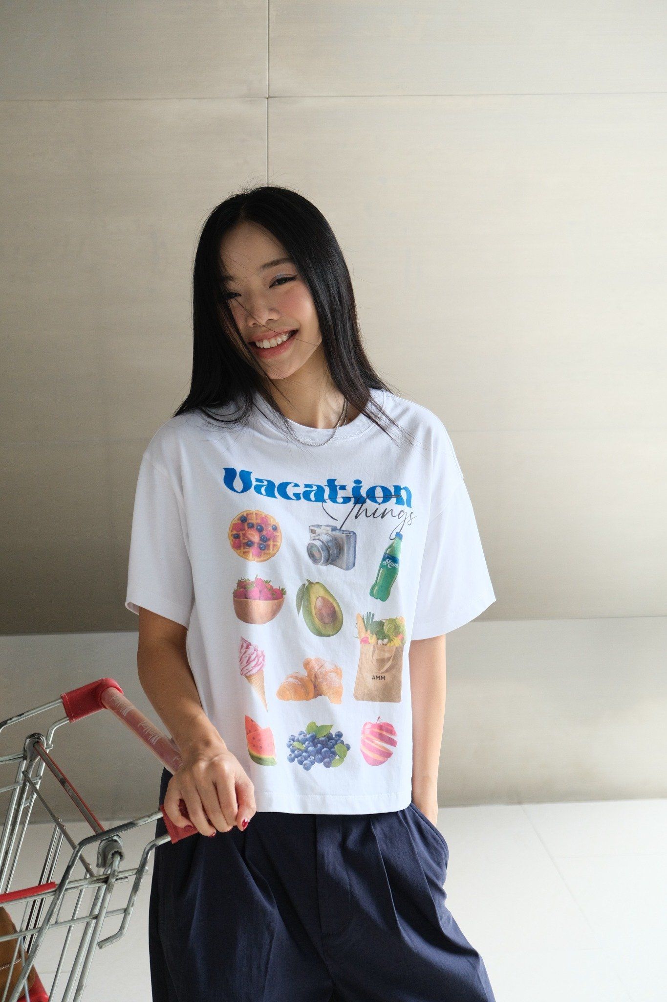  Áo phông Nữ in họa tiết Vacation things dáng Boxy 