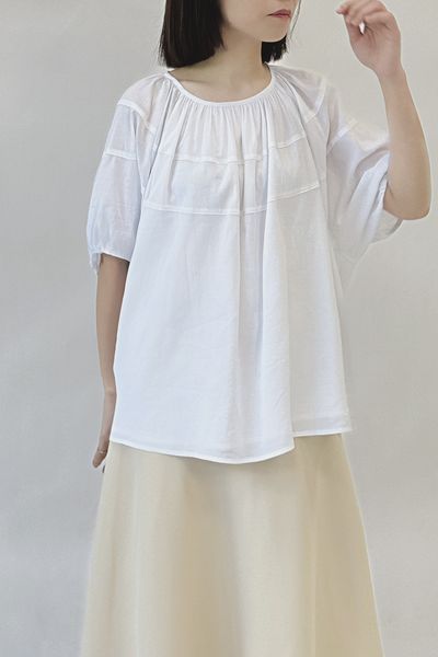  Áo sơ mi nữ vải rũ tay bồng dáng rộng 
