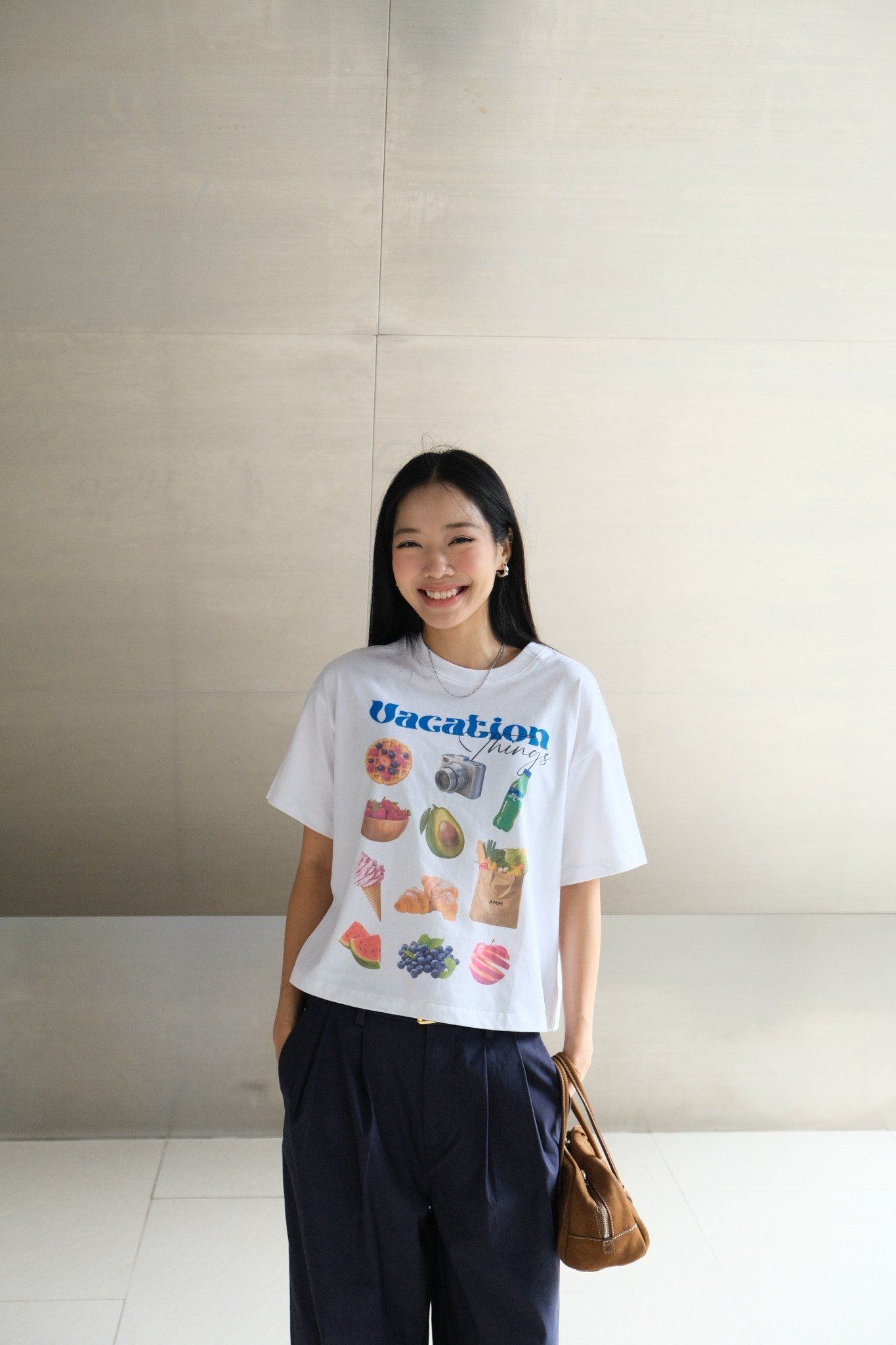  Áo phông Nữ in họa tiết Vacation things dáng Boxy 