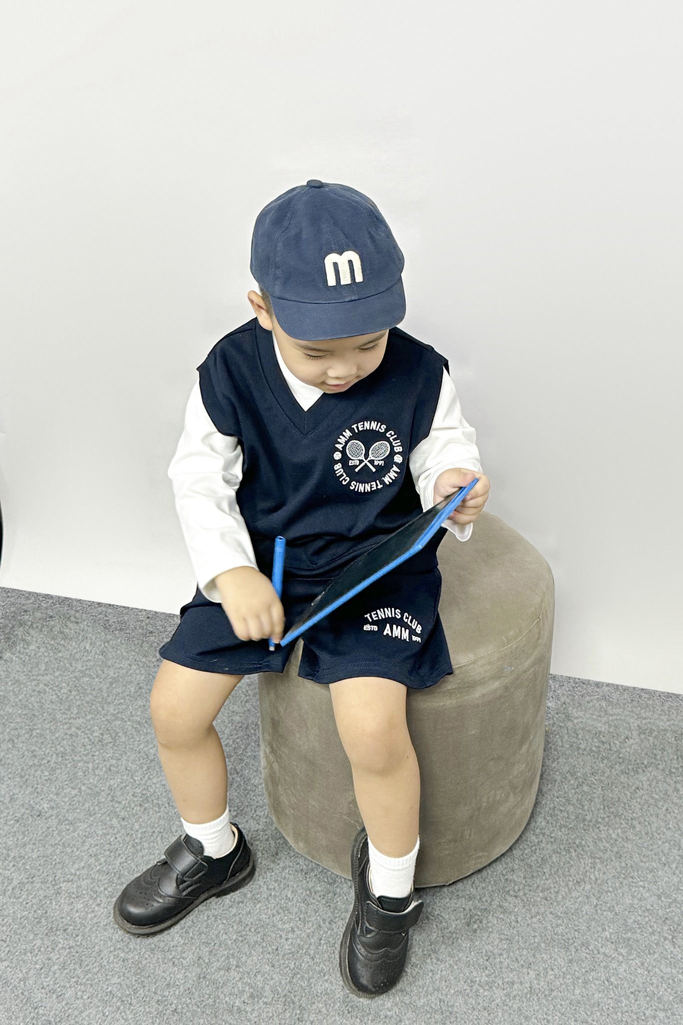  Bộ quần áo gilet bé trai ba chi tiết thêu chữ 
