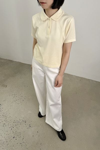  Áo polo nữ dáng Boxy crop vải Pique 