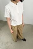  Áo polo nữ dáng Boxy crop vải Pique 