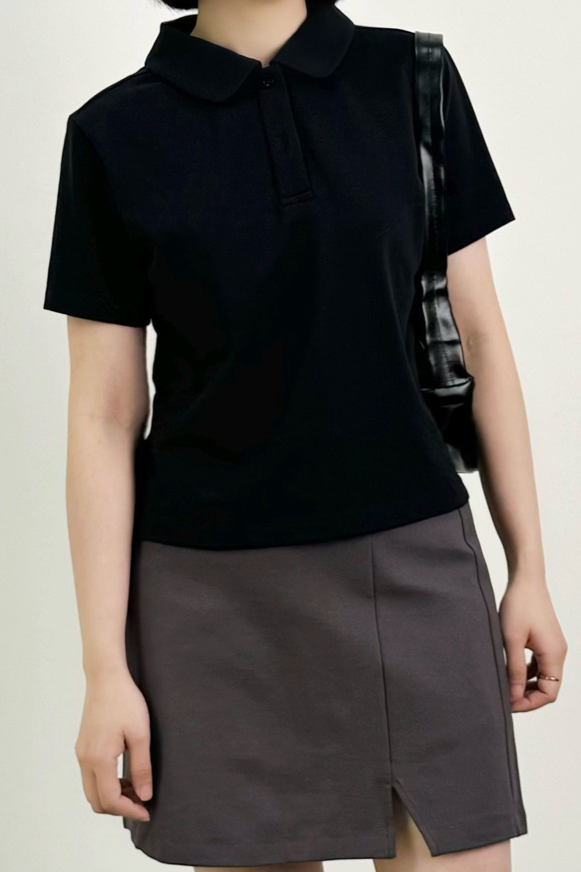  Áo polo nữ dáng Boxy crop vải Pique 