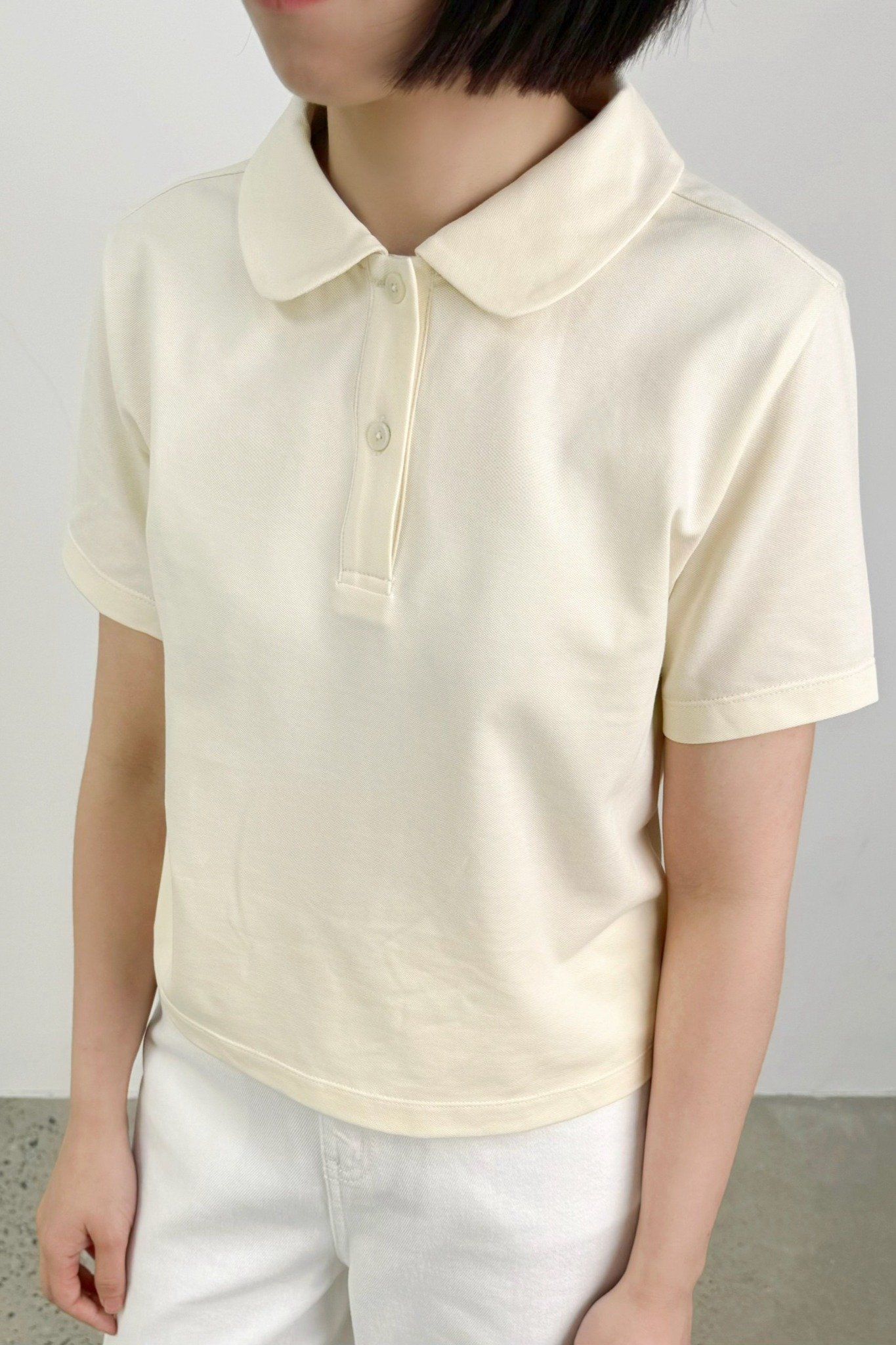  Áo polo nữ dáng Boxy crop vải Pique 