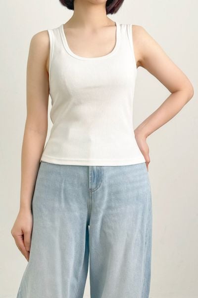  Áo ba lỗ Basic Nữ vải Rib dáng Crop Fit 