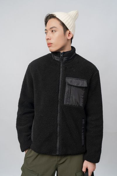  Áo khoác nam phối màu giả lông cừu 