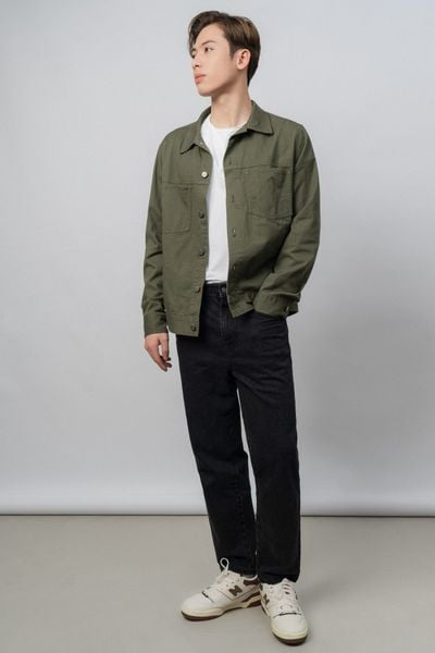  Áo khoác vải twill khaki 4 túi 