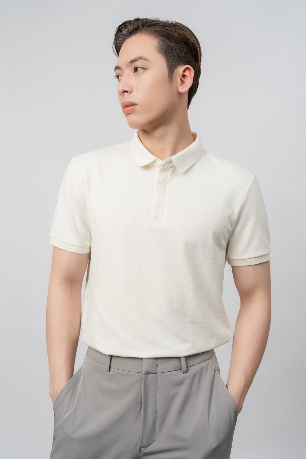 Áo polo nam nẹp khuy rib vài pique – ammofficial