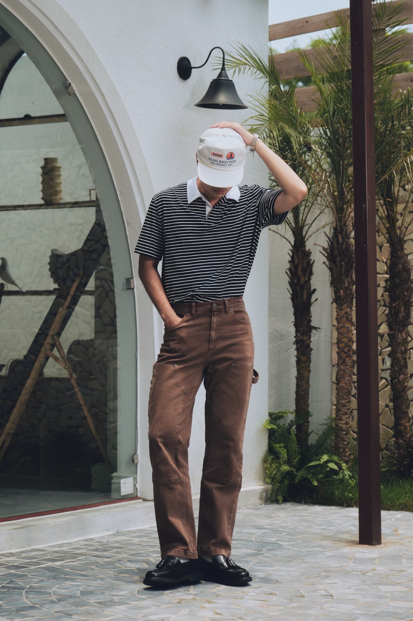  Áo polo Nam vải cotton kẻ dáng regular 
