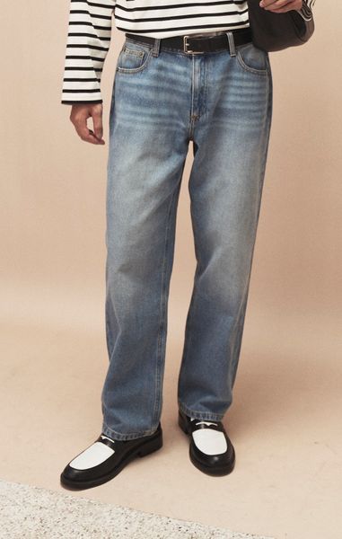  Quần denim nam dáng loose 