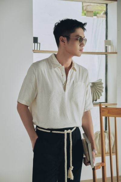  Áo sơ mi nam vải linen nẹp ngực 