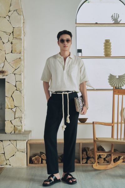  Quần nam vải linen dáng straight 