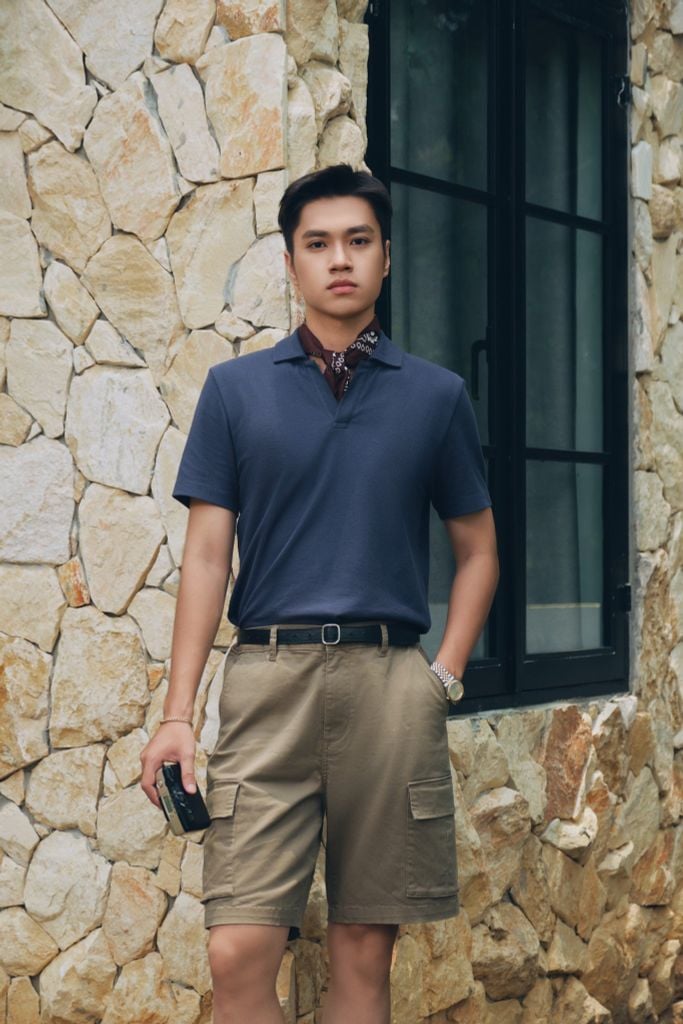  Quần shorts nam vải khaki túi hộp RC 