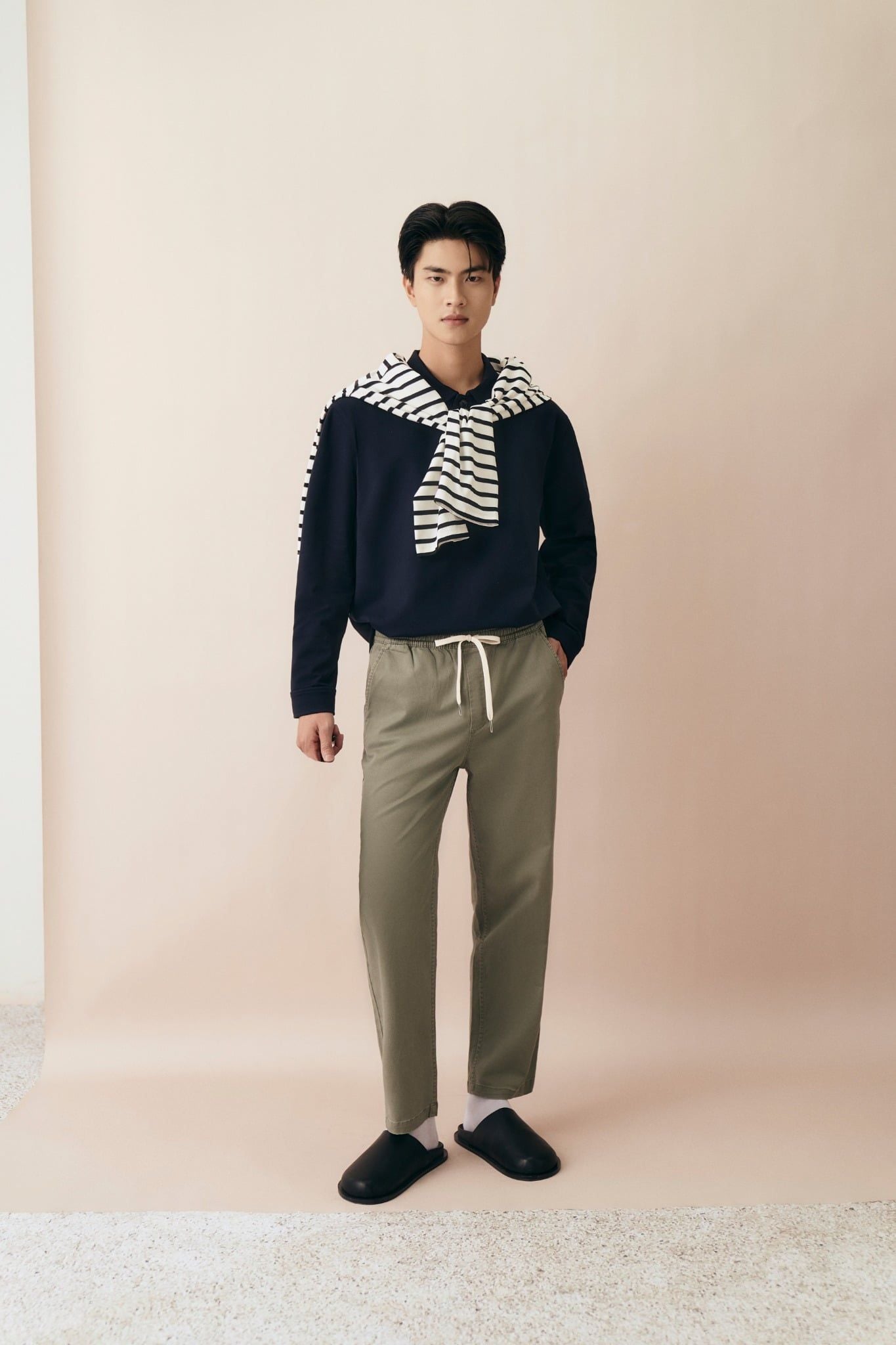  Áo polo nam dài tay dáng boxy vải Interlock 