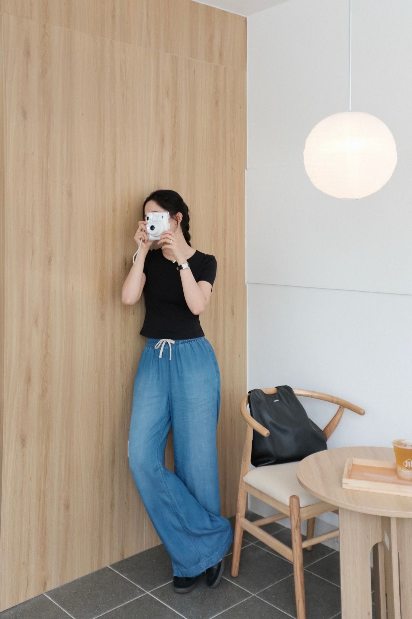  Quần ống rộng vải denim nữ 